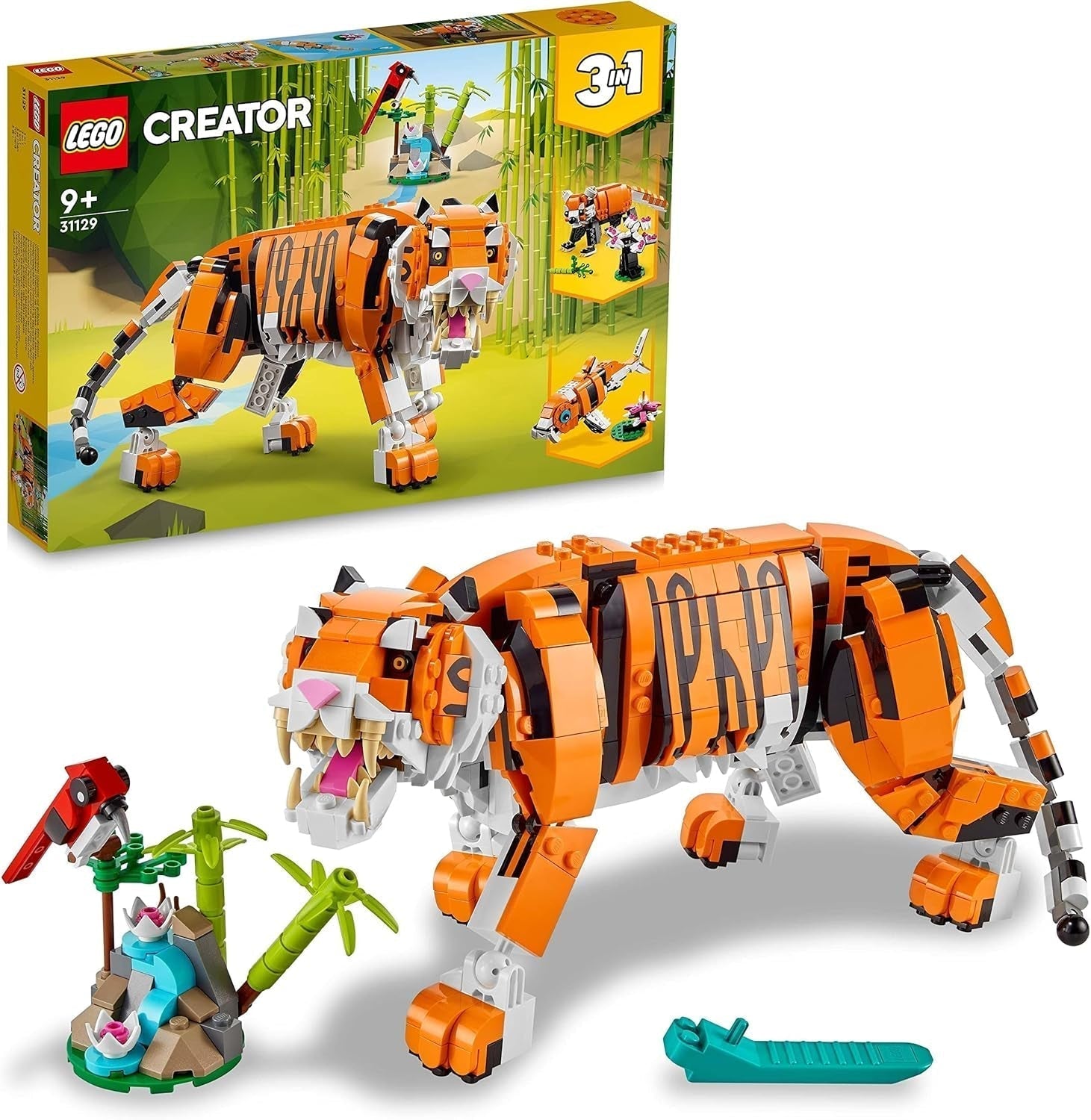 LEGO 31129 Creator Majestic Tigre, Panda ou Poisson Ensemble de figurines d'animaux 3 en 1 Jouet pour enfants garçons et filles Jouets de construction d'animaux Besuche den LEGO-Store Single