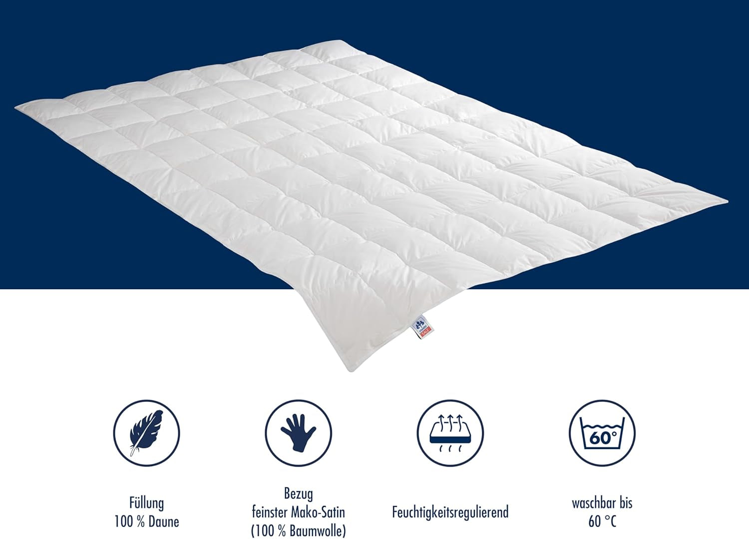 Irisette Nora plapumă de puf Plapumă ușoară de vară cu capac din bumbac 100%, umplutură din puf 100% clasa I, 135 X 200 cm, certificat Oeko-Tex, produs în conformitate cu standardul de calitate german Plapumi si pilote Naty Shop