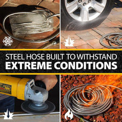 Tuyau d'arrosage de 30 m, tuyau d'eau en métal en acier inoxydable 304, tuyau flexible de 30 m, anti-naturel, ultra léger et durable, résistant aux déchirures, facile à enrouler, 500 PSI