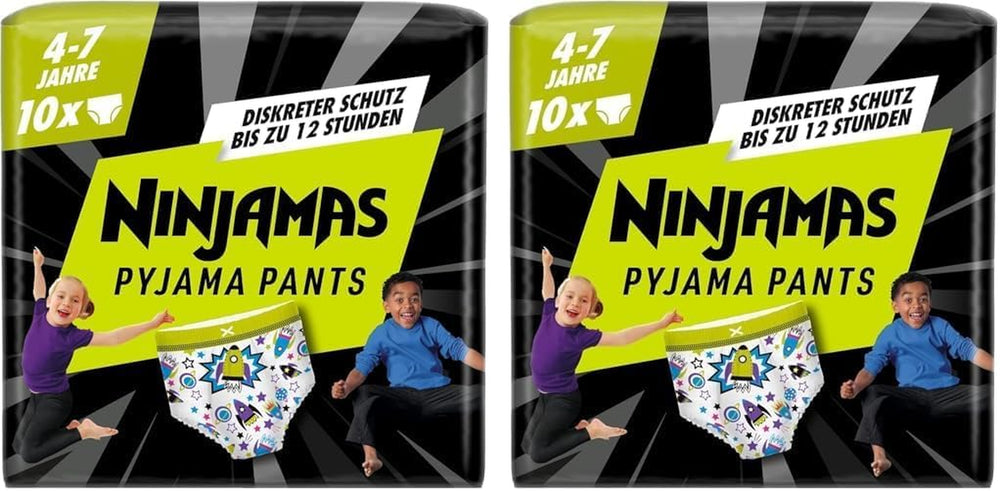 Pantalon de pyjama vaisseau spatial, paquet de 10 pantalons de nuit absorbants, 7 ans, 17 kg-30 kg, protection contre les fuites toute la nuit