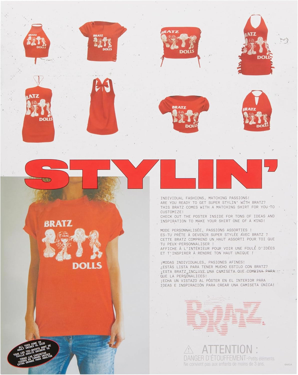 Bratz Stylin' Jade - Modepuppe mit T-Shirt um Gestalten für Dich, y compris les accessoires, Niedliches Spielzeug für Mädchen