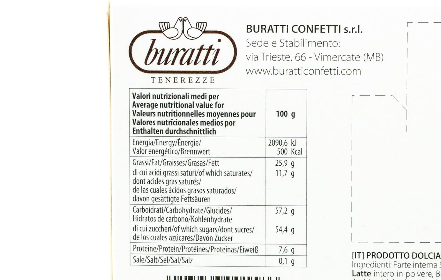 Amandes recouvertes de chocolat blanc Tenerezze, 1 pièce