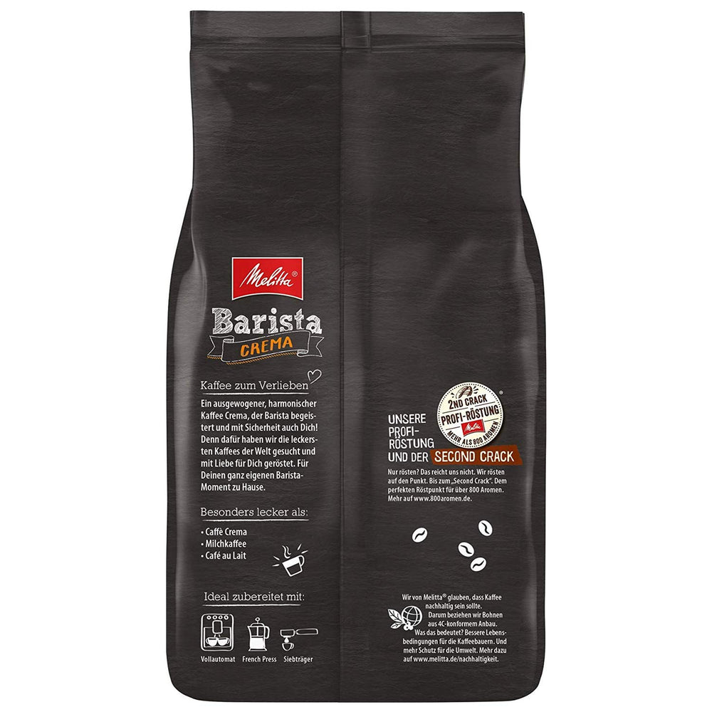 Melitta Barista Cream, grains de café entiers 4x 1000g (4000g) - café équilibré et harmonieux