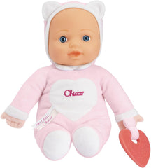 Chicco Meine erste Puppe Spielzeug, Kuschelpuppe mit weichem Beißherz, weich und leicht, Babyspielzeug, maschinenwaschbar, 0 Monate Plus, Rosa