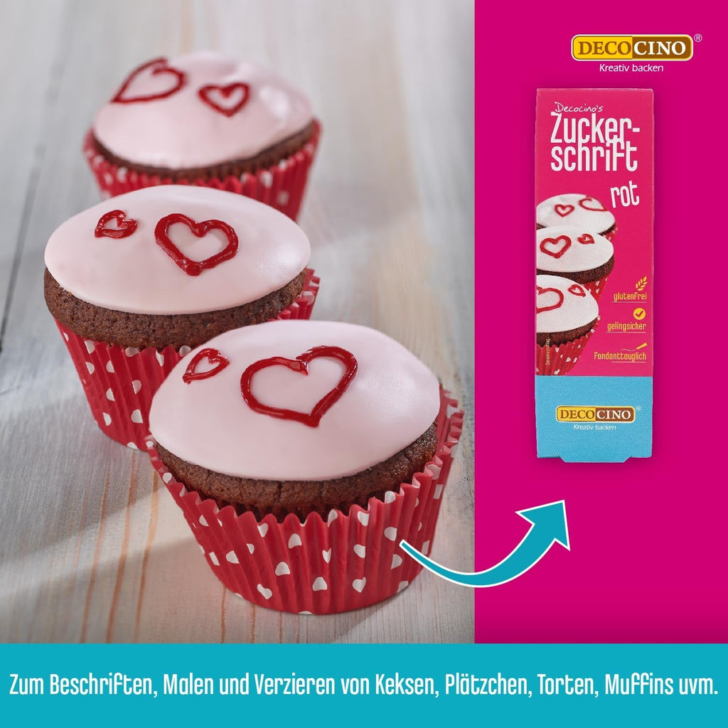 Decocino Inscripționare Zahăr în Roșu – Inscripționare Colorant Alimentar – Tub Practic pentru Etichetarea Fondantului și Glazurii – Decorațiuni de Coacere pentru Torturi, Torturi și Cupcakes! (Pachet de 2)