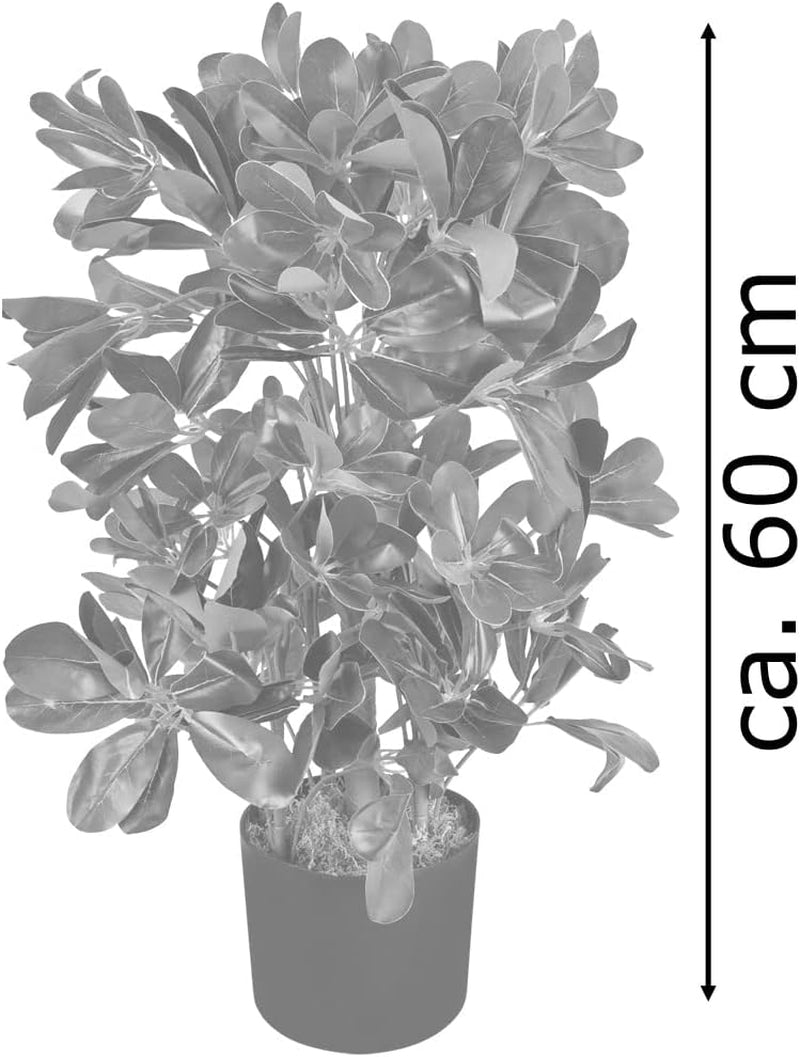 Decovego Schefflera Kunstpflanze, Künstliche Strahlenaralie 60 Cm, Robustes Kunststoffmaterial, Für Innenbereiche, Pflegeleichte Deko