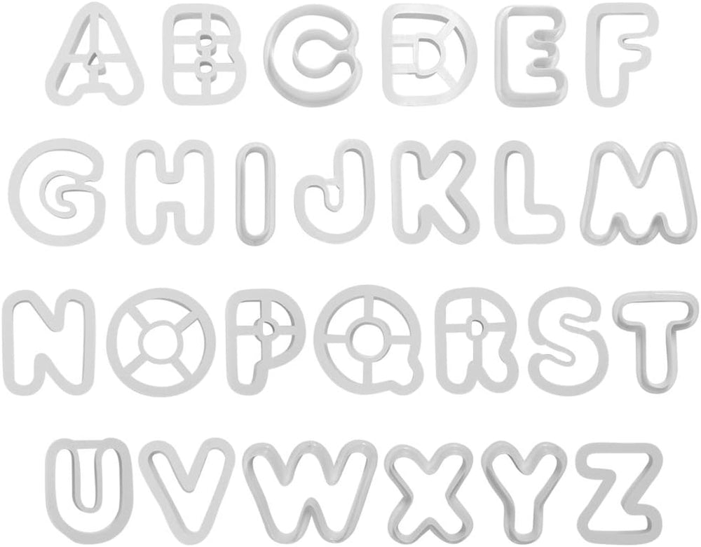 AN300 Jem Moules à Biscuits Alphabet pour Décoration de Gâteaux et Gâteaux au Sucre, Assortiment de Plastique, Ivoire, 5 x 1,3 x 5 cm, Lot de 26