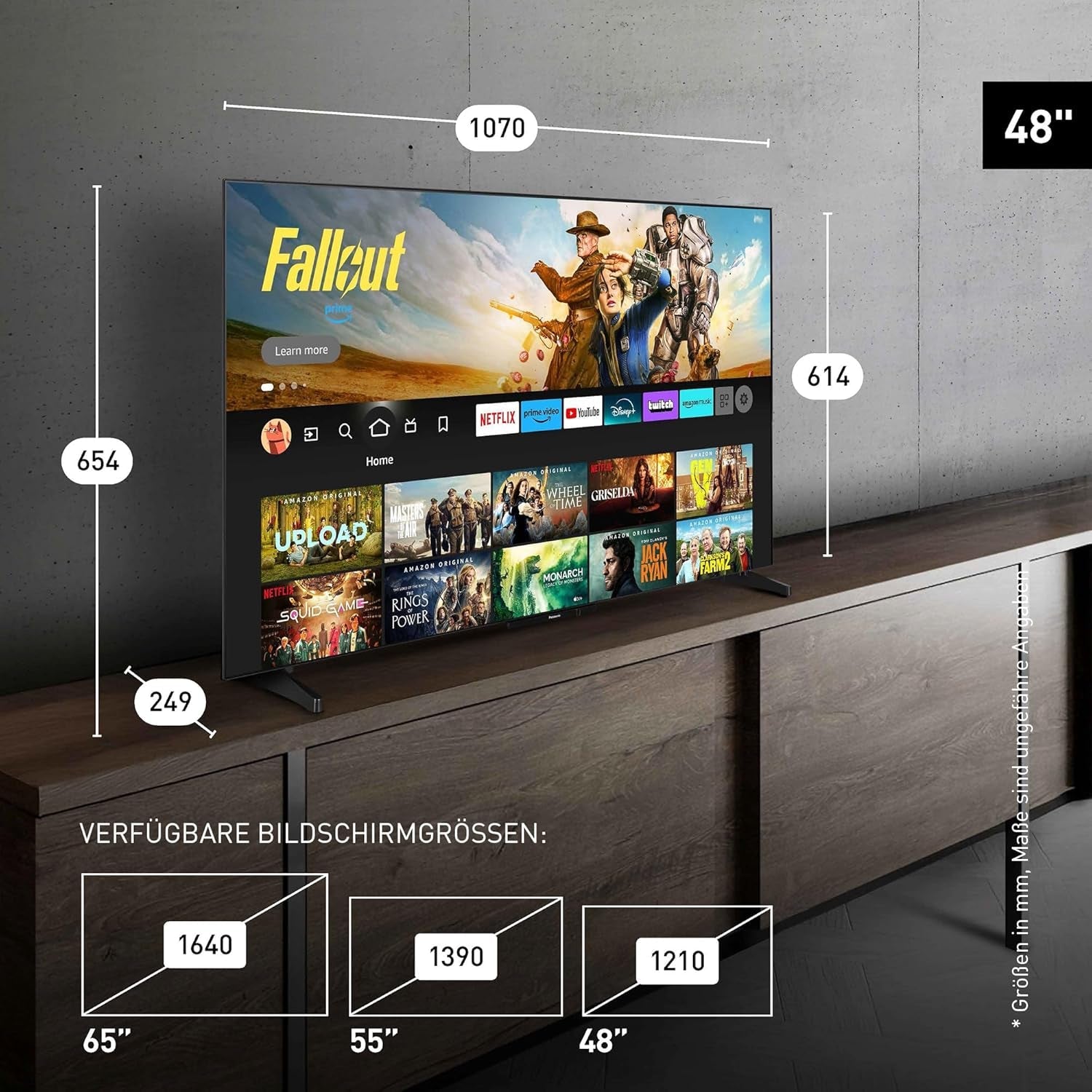 Televizor Panasonic Premium TV-48Z80BEZ, seria Z80B, 48 de inci, televizor inteligent OLED 4K Ultra HD, 2025, Fire TV, Dolby Vision și Atmos, mod de joc Extreme, asistență Alexa și Apple, Bluetooth, negru