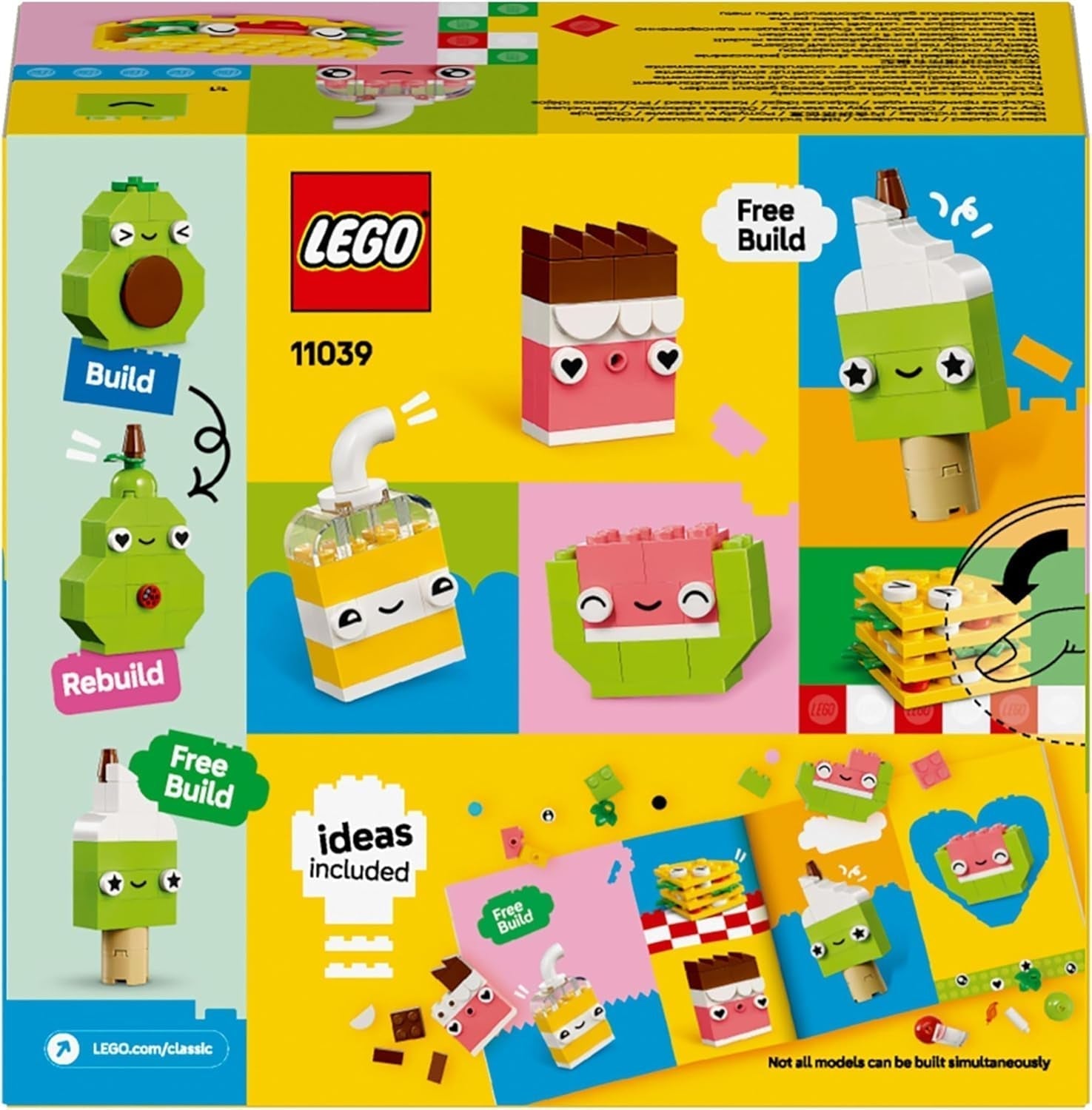 LEGO Classic Creative Snack Building Fun, Jouet alimentaire pour un jeu de rôle imaginatif, Ensemble de construction pour garçons et filles de 4 ans, Cupcake, Avocat, Popsicle et Taco 11039 Ensembles de construction Besuche den LEGO-Store