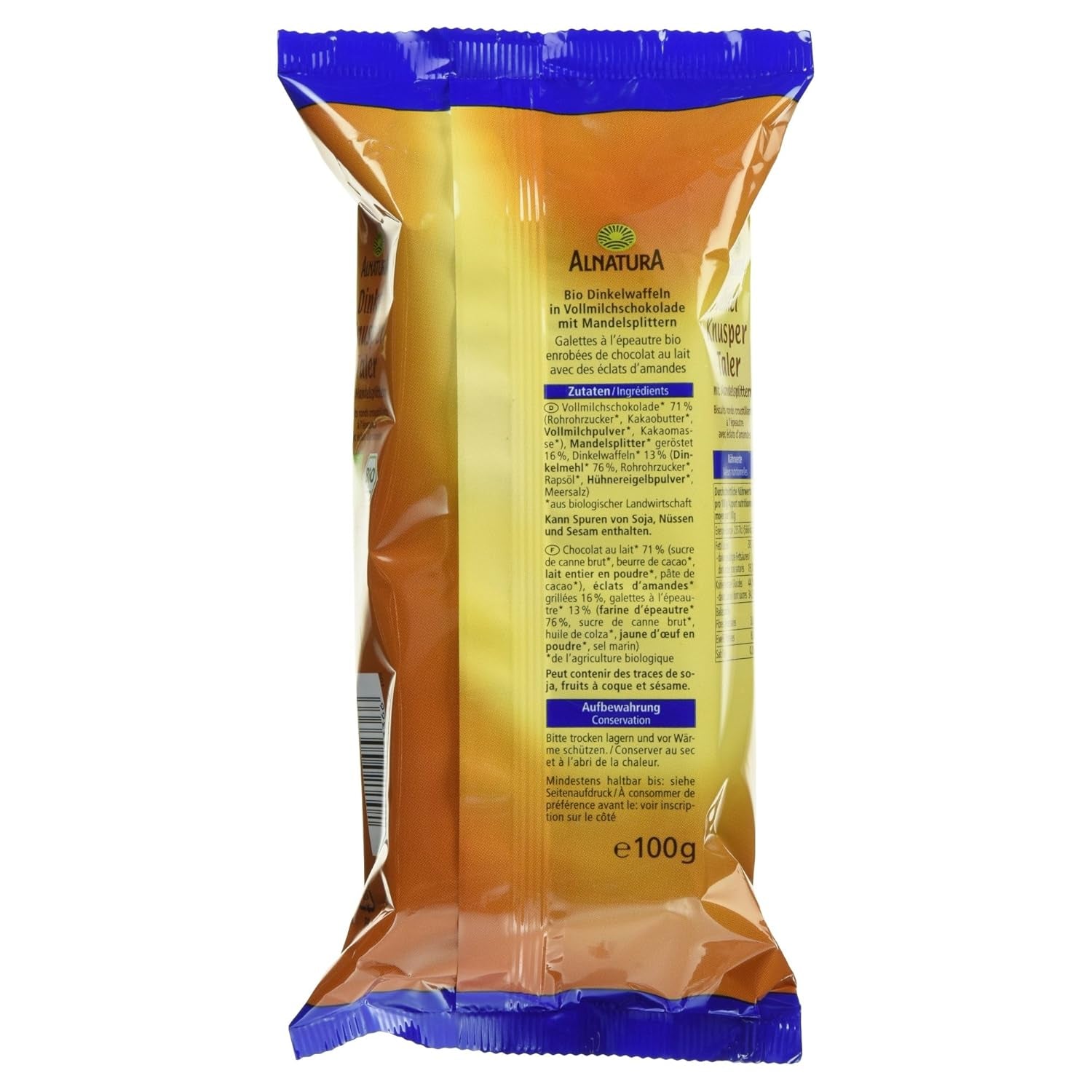 Thaler d'épeautre croquant bio aux amandes effilées, 100 g