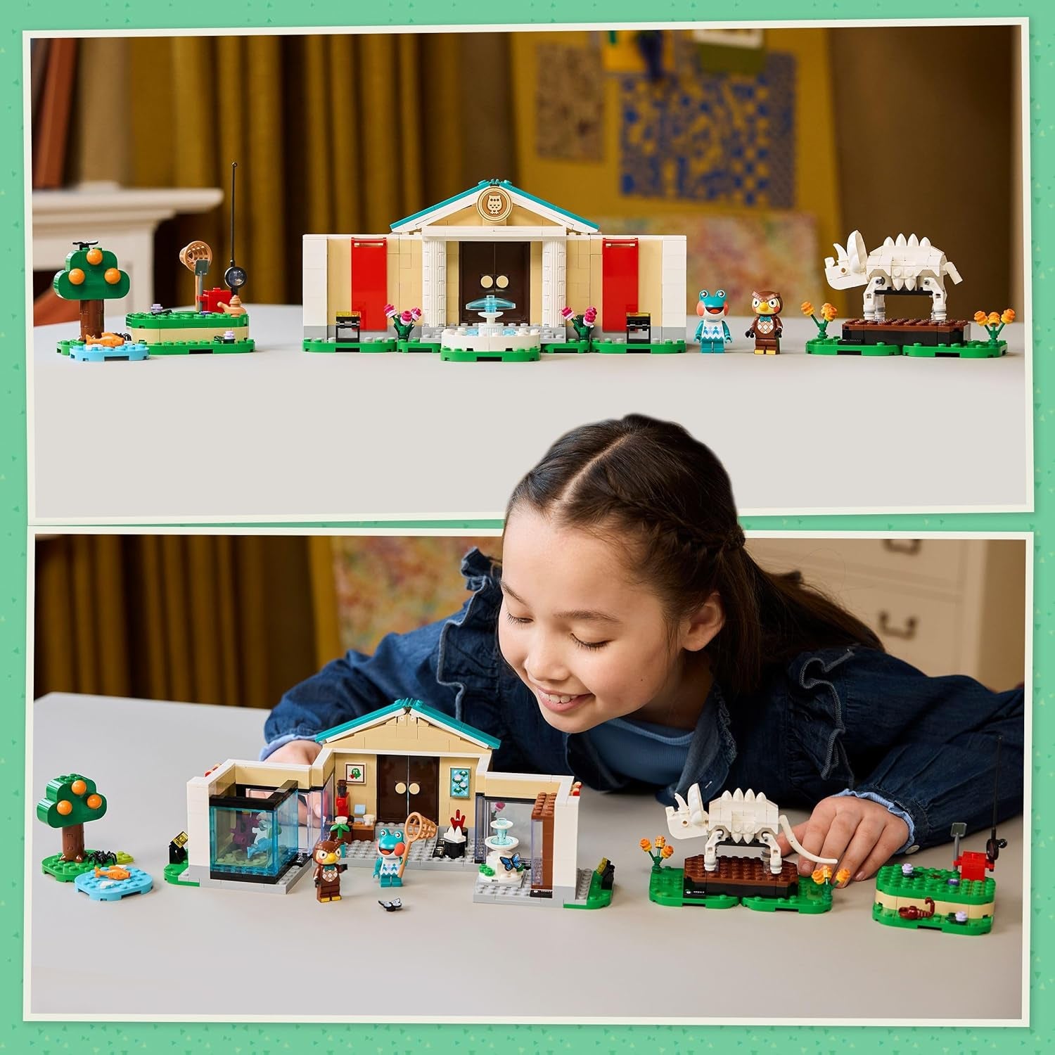 LEGO Animal Crossing - Ensemble de musées d'Eugens - Ensemble de jeux interactifs avec figurines d'Eugen et Liliane, fossiles de dinosaures et accessoires - Jouets de jeu pour filles et jeunes à partir de 7 ans - 77056