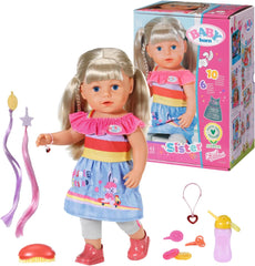 BABY Born Sister blond 43cm, Puppe mit Haaren und 6 Funktionen für Kinder ab 4 Jahren, funktioniert ohne Batterie, 830345 Zapf Creation