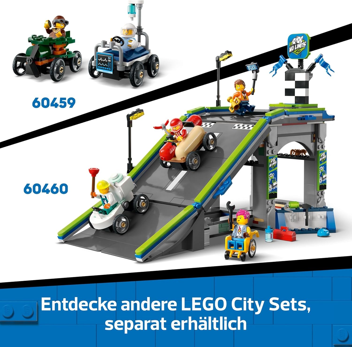 LEGO City Pizzalieferwagen vs. Löschauto - Seifenkisten Spielzeug für Mädchen und Jungen ab 5 Jahren - Bauset mit 2 Fahrer Minifiguren - Geschenk zum Geburtstag & für die Feiertage 60458