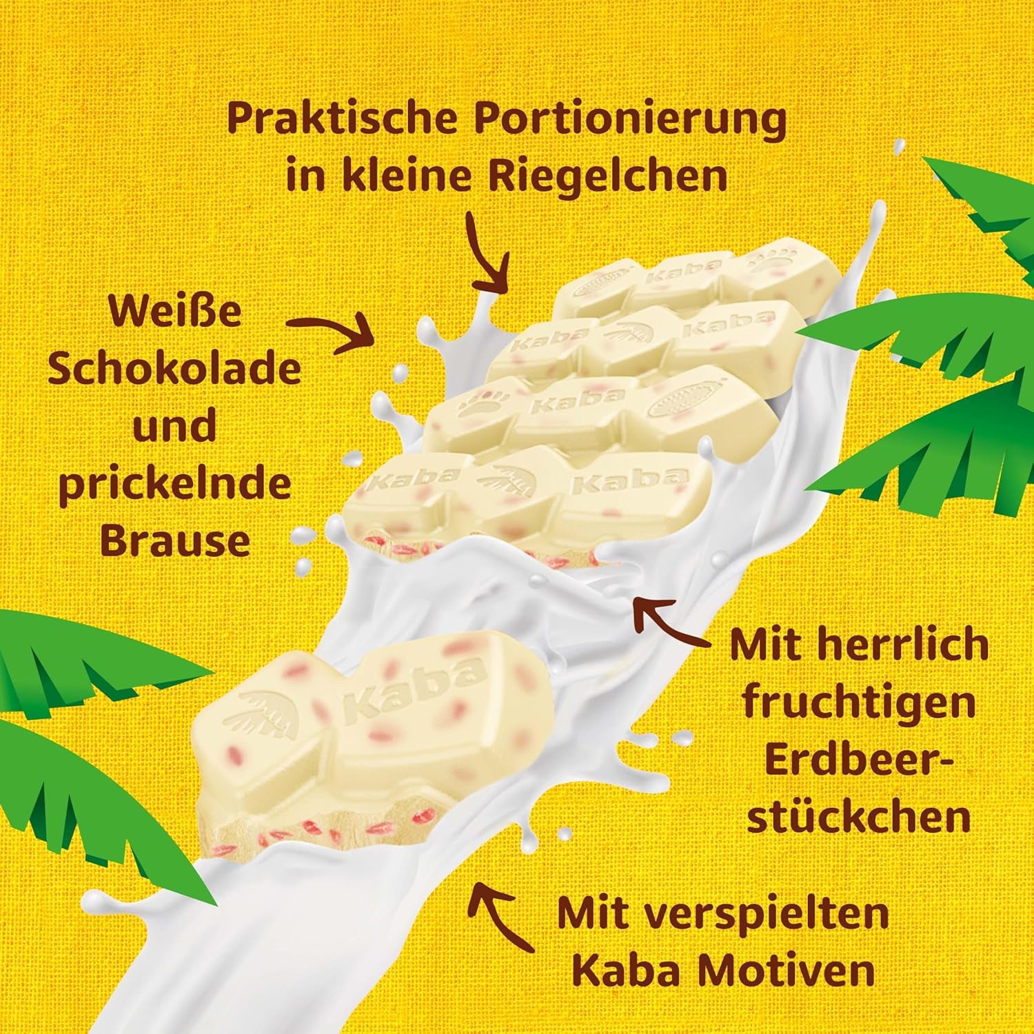 Kaba Chocolat Blanc au Goût Fraise et Bonbons Effervescents, Barre de Chocolat, Barre 85g, Chocolat Blanc au Goût Fruité Fraise et Bonbons Effervescents au Goût Original Kaba (Pack de 3)