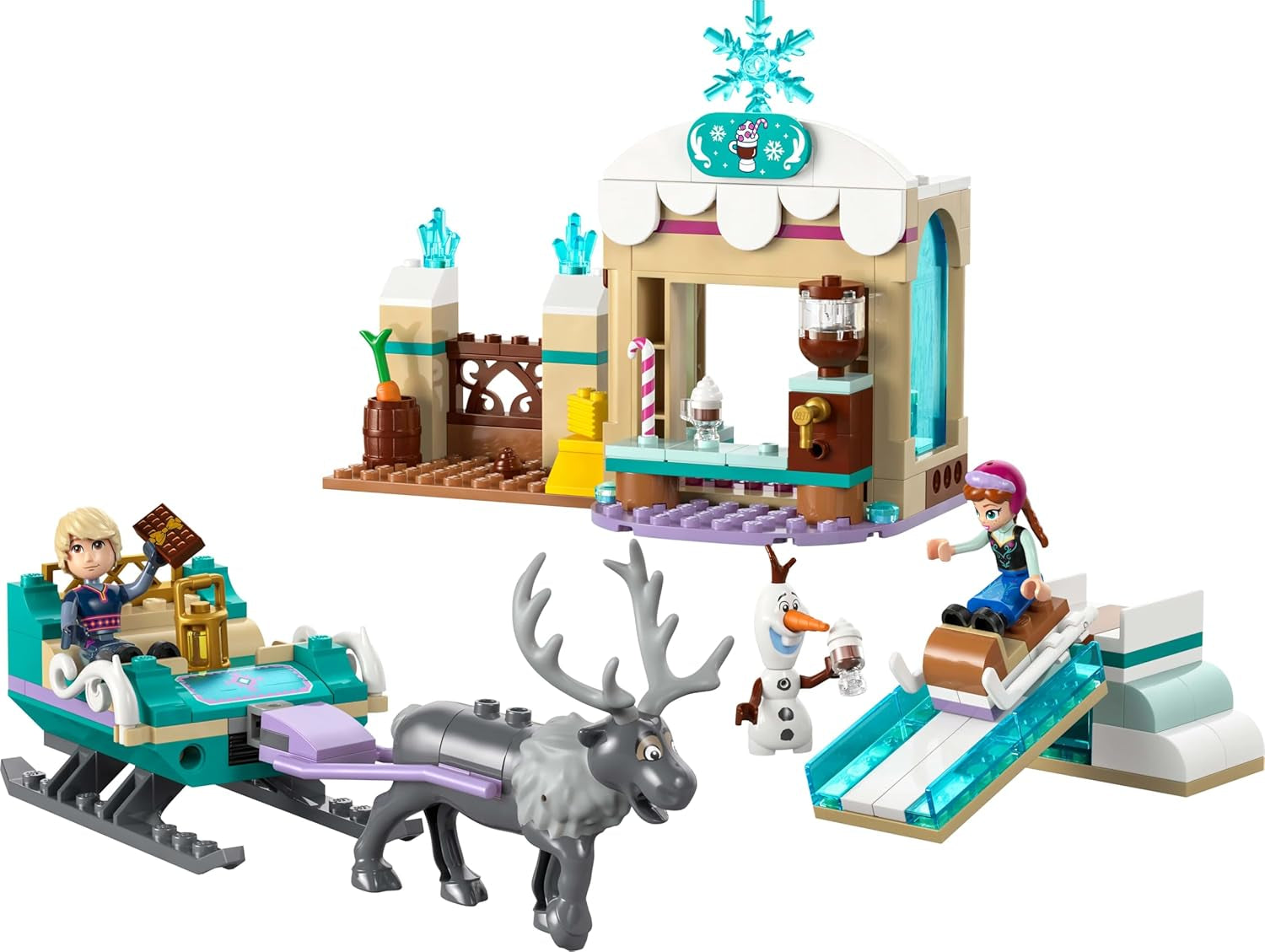 LEGO Ç€ Disney La Reine des neiges : l'aventure en traîneau d'Anna, jouet de construction et coffret de jeu fantastique, support en chocolat avec mini-poupées Anna, Kristoff, Olaf et Sven, jouet princesse pour filles à partir de 4 ans 43256 Ensembles de construction Besuche den LEGO-Store