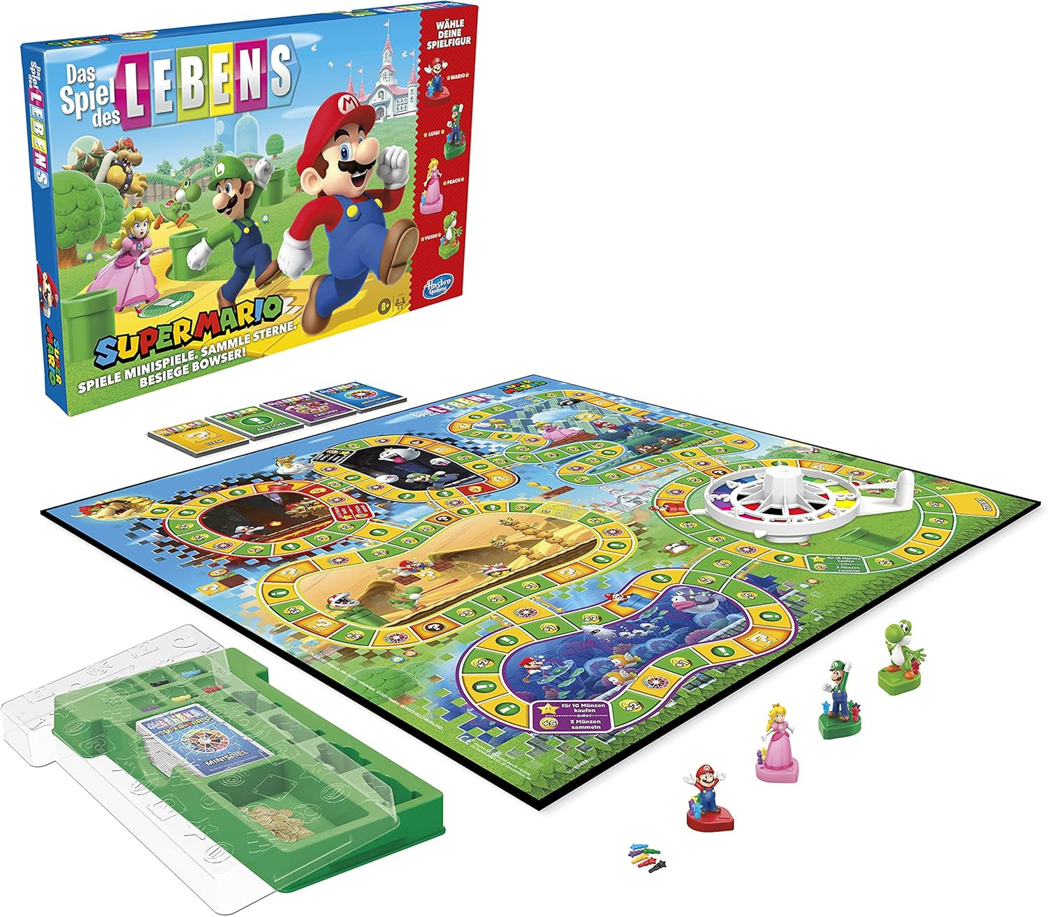 Jeu de société Hasbro The Game of Life Super Mario pour les enfants de 8 ans et plus, jouez à des mini-jeux, collectez des étoiles et combattez Bowser
