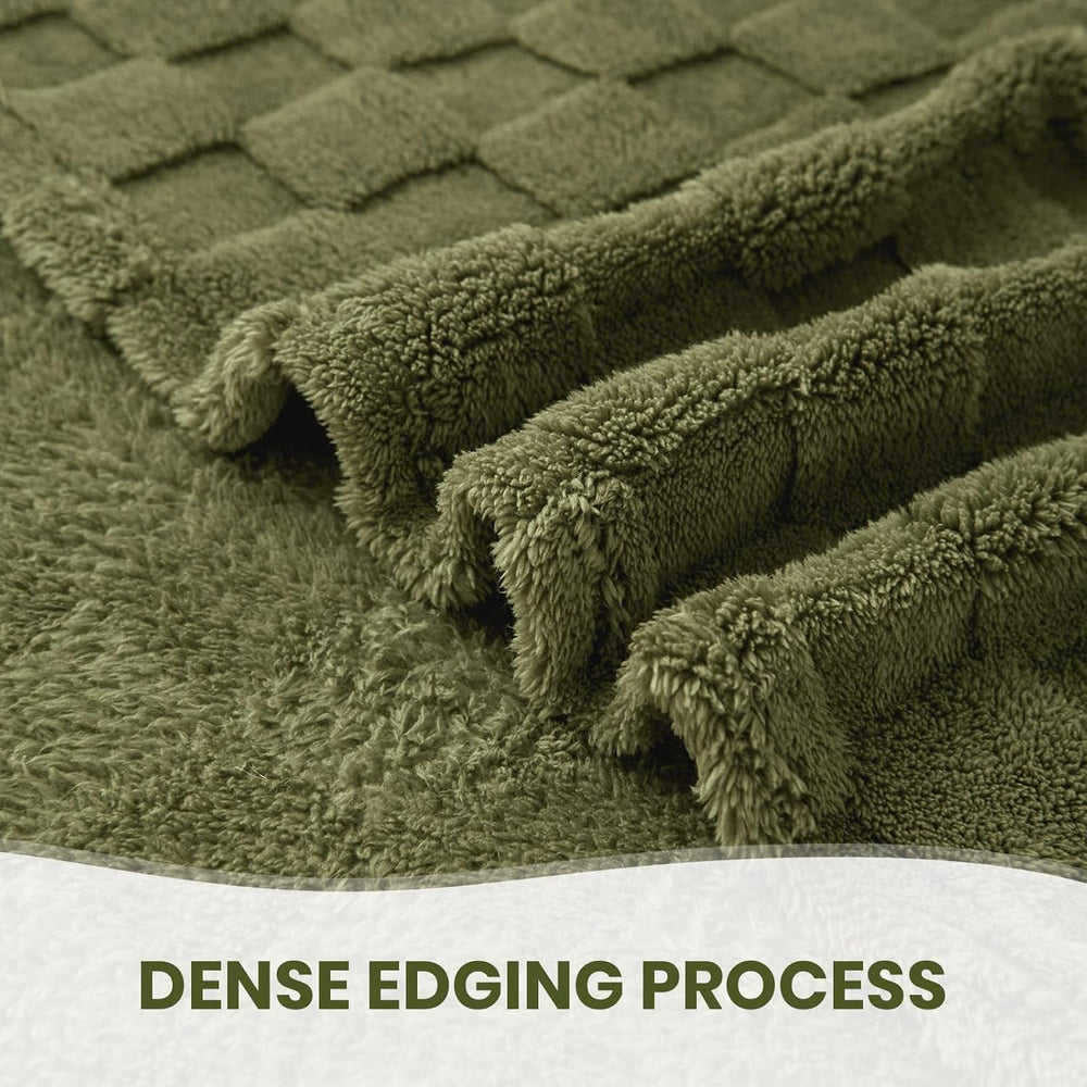 Good Nite Couverture douillette moelleuse pour canapé, couvre-lit en polaire, douce, à carreaux, vert, printemps, été, automne, hiver, quatre saisons (150 x 200 cm, vert olive) Good Nite Lits et couvertures