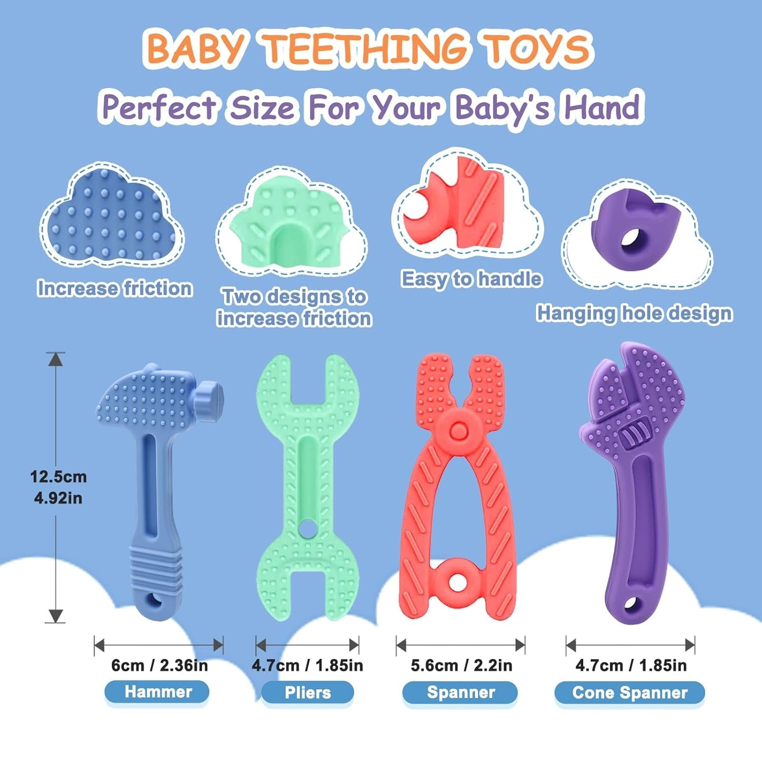 Anneau de dentition pour bébé [Original] – Jouet de dentition en silicone, anneau de dentition cool, aide à la dentition, sans BPA | Jouets, accessoires et cadeaux pour les tout-petits à partir de 3 mois | Paquet de 4