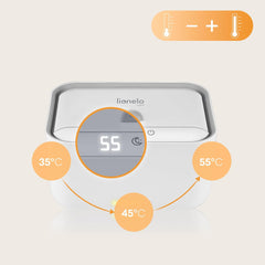 Lionelo BABYBLISS 20W Réchauffeur pour lingettes humides et petites serviettes, 20W pour bébé, veilleuse intégrée, 3 réglages de chaleur, écran tactile, maintient les lingettes humides