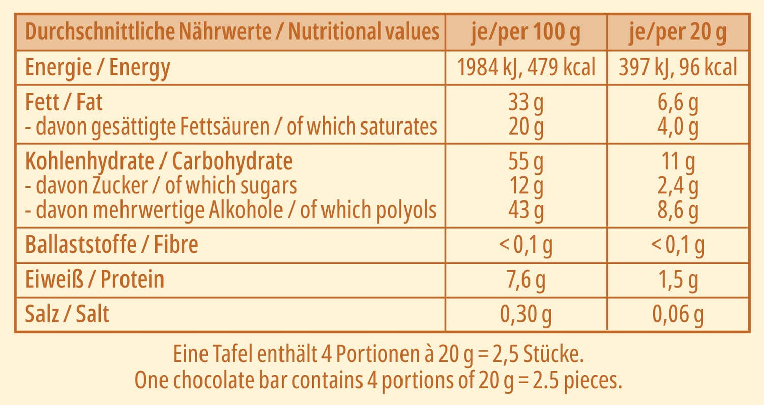 CHOCOLAT frankonia SANS SUCRE AJOUTÉ Chocolat blanc sans gluten, 80 g
