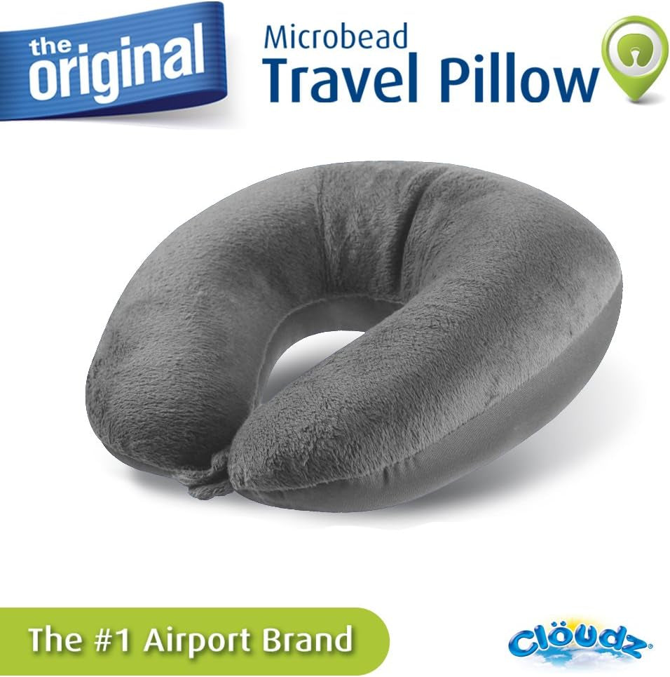 Oreiller cervical de voyage en microbilles Cloudz, gris Naty Shop Oreillers de voyage