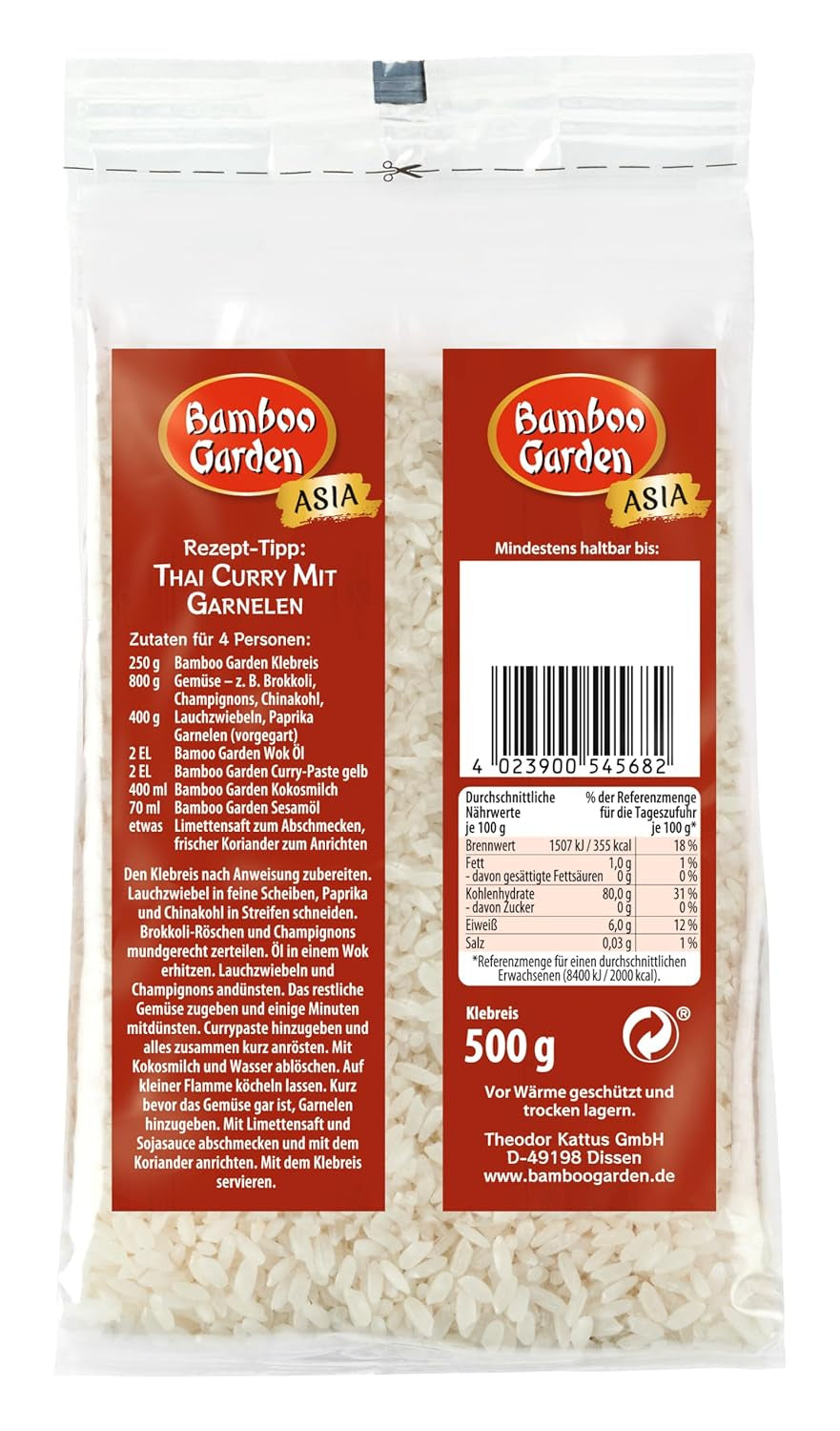 Bamboo Garden - Riz gluant, 500g par sachet