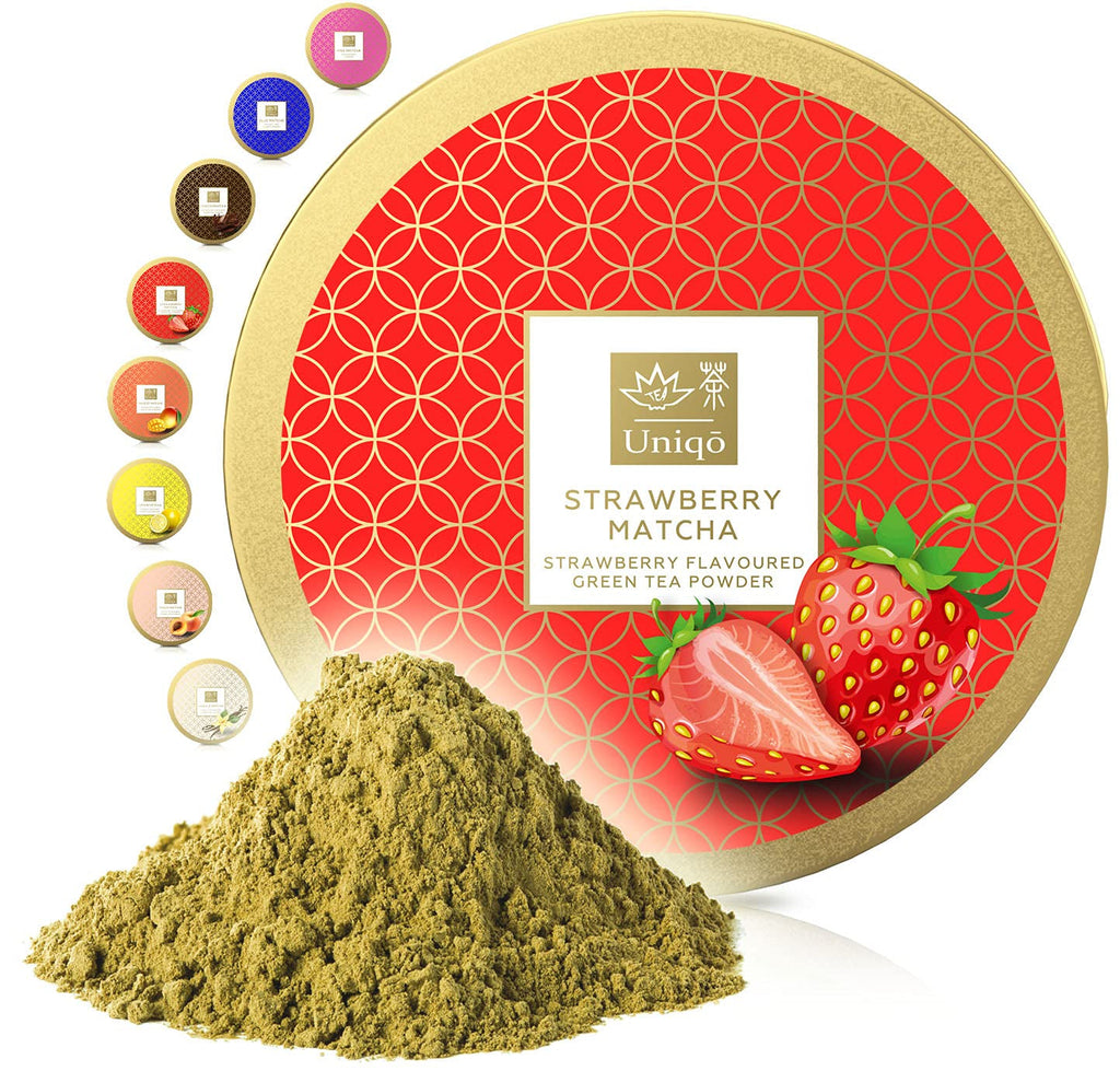 Tea Uniqo - Ceai Matcha roz pudră - Ideal pentru înghețată, latte, shake-uri, coacere sau gătit - Pudră de fructul dragonului Pitaya, 100% natural, fără aditivi, în cutie resigilabilă