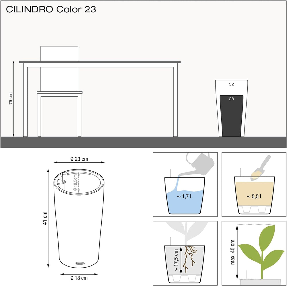 Ghiveci Lechuza 13950, Alb, 32x32x56 cm
