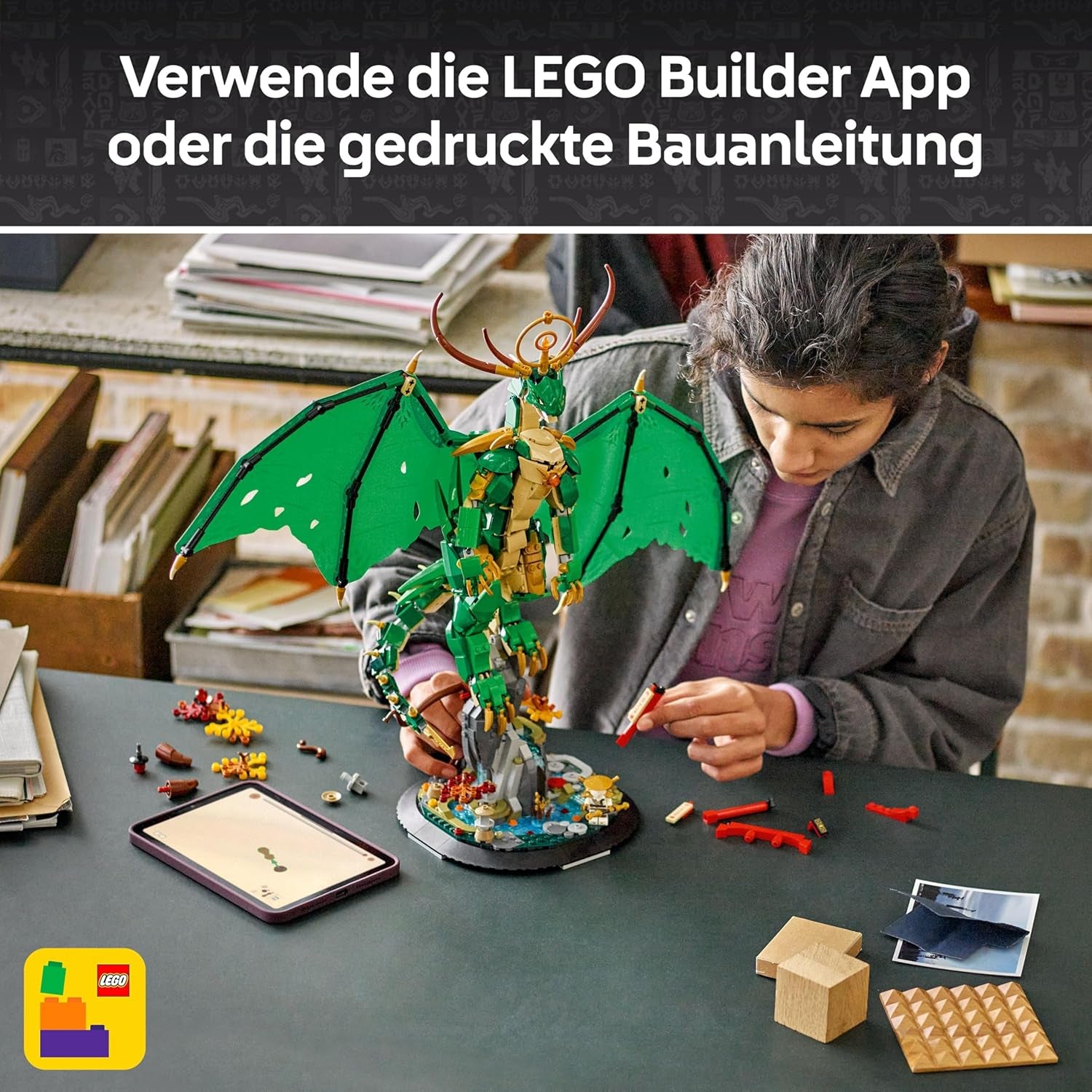LEGO NINJAGO Wächterdrache Bauset - Avec Drachenfigur, Meister Wu Minifigur & Ständer - Jeu de construction pour jeunes à partir de 14 ans et adolescent 71847