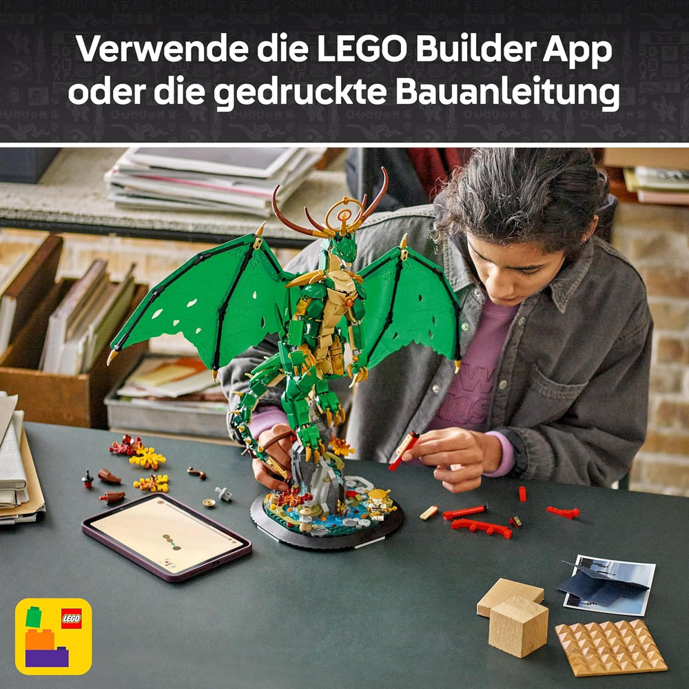 LEGO NINJAGO Wächterdrache Bauset - Avec Drachenfigur, Meister Wu Minifigur & Ständer - Jeu de construction pour jeunes à partir de 14 ans et adolescent 71847
