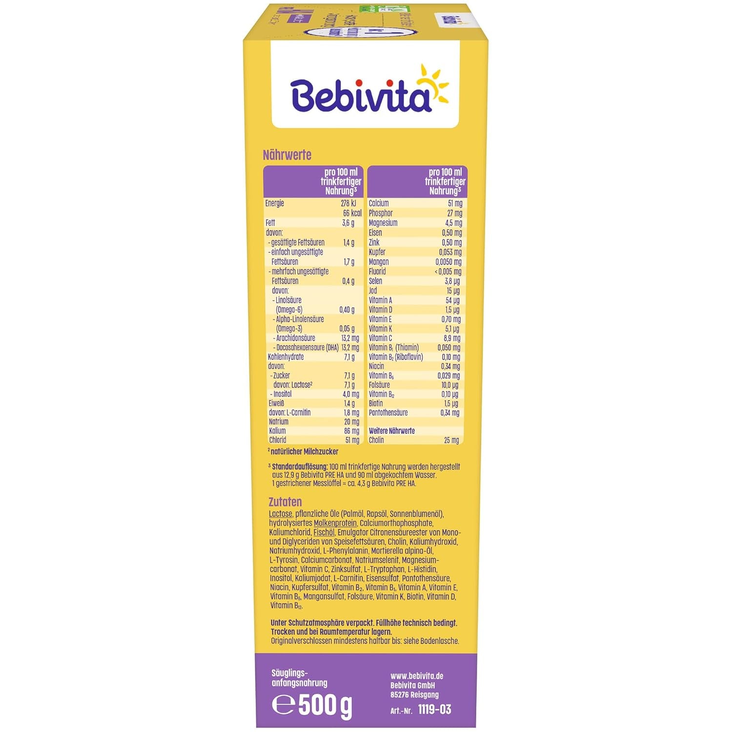 PRE HA (5 x 500g), lait en poudre hydrolysé dès la naissance, contient uniquement du lactose comme glucide, adapté à l'alimentation complémentaire