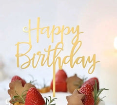 Décoration Joyeux Anniversaire Topper - Acrylique Non Comestible Doré Parfait Pour Les Gâteaux