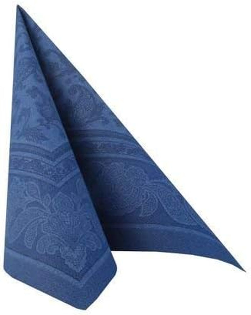 50 serviettes "Collection ROYAL" pli 1/4 40 Cm X 40 Cm bleu foncé "Ornements"
