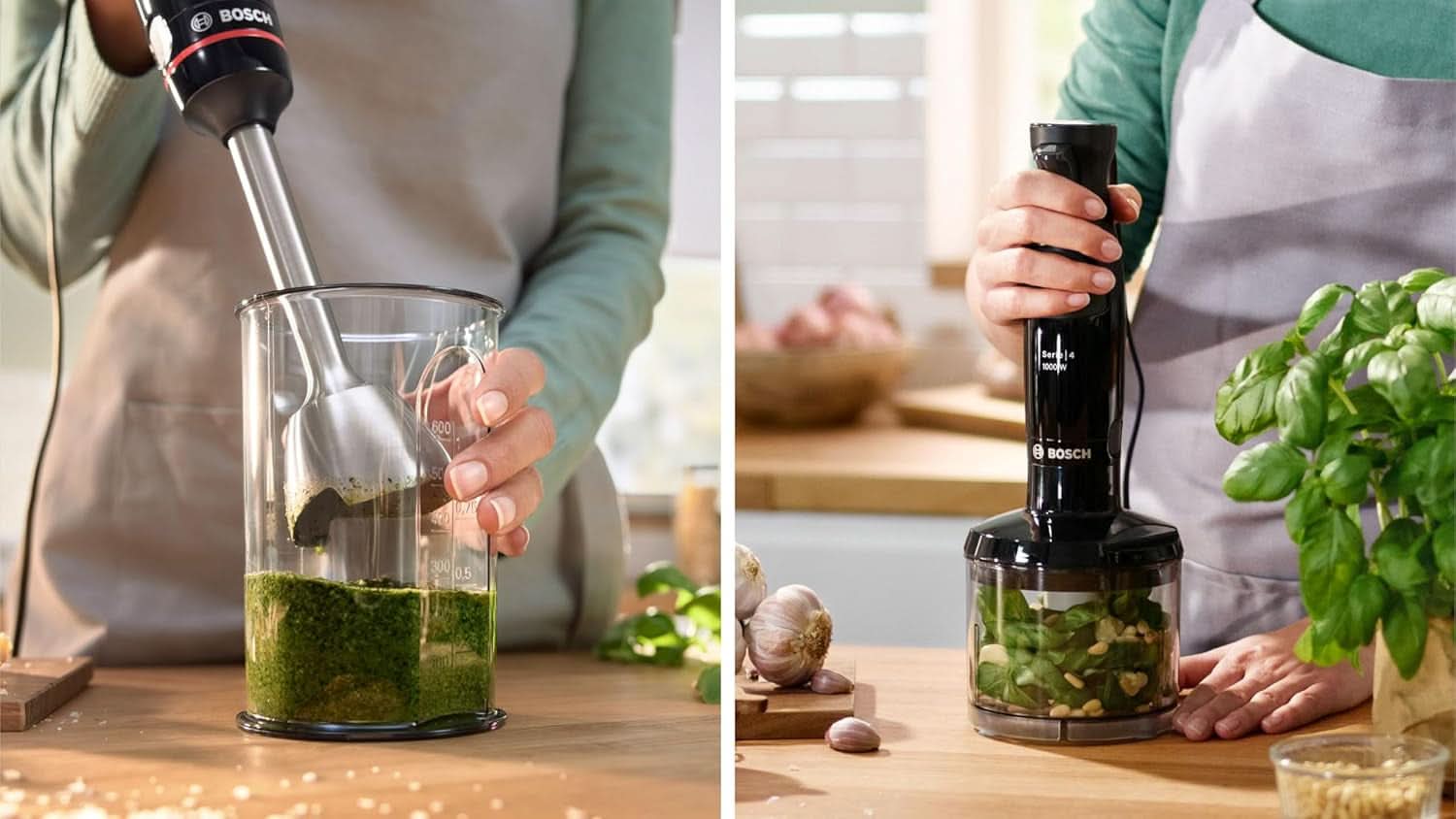 Bosch Batteur sur socle Ergomaster Serie 4, 1000 Watt, Edelstahl-Mixstab, Zerkleinerer, Mix-/Messbecher, Schwarz Kitchen Naty Shop