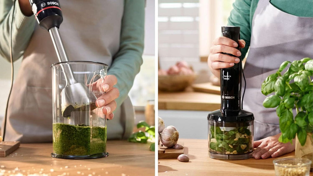 Bosch Batteur sur socle Ergomaster Serie 4, 1000 Watt, Edelstahl-Mixstab, Zerkleinerer, Mix-/Messbecher, Schwarz Kitchen Naty Shop