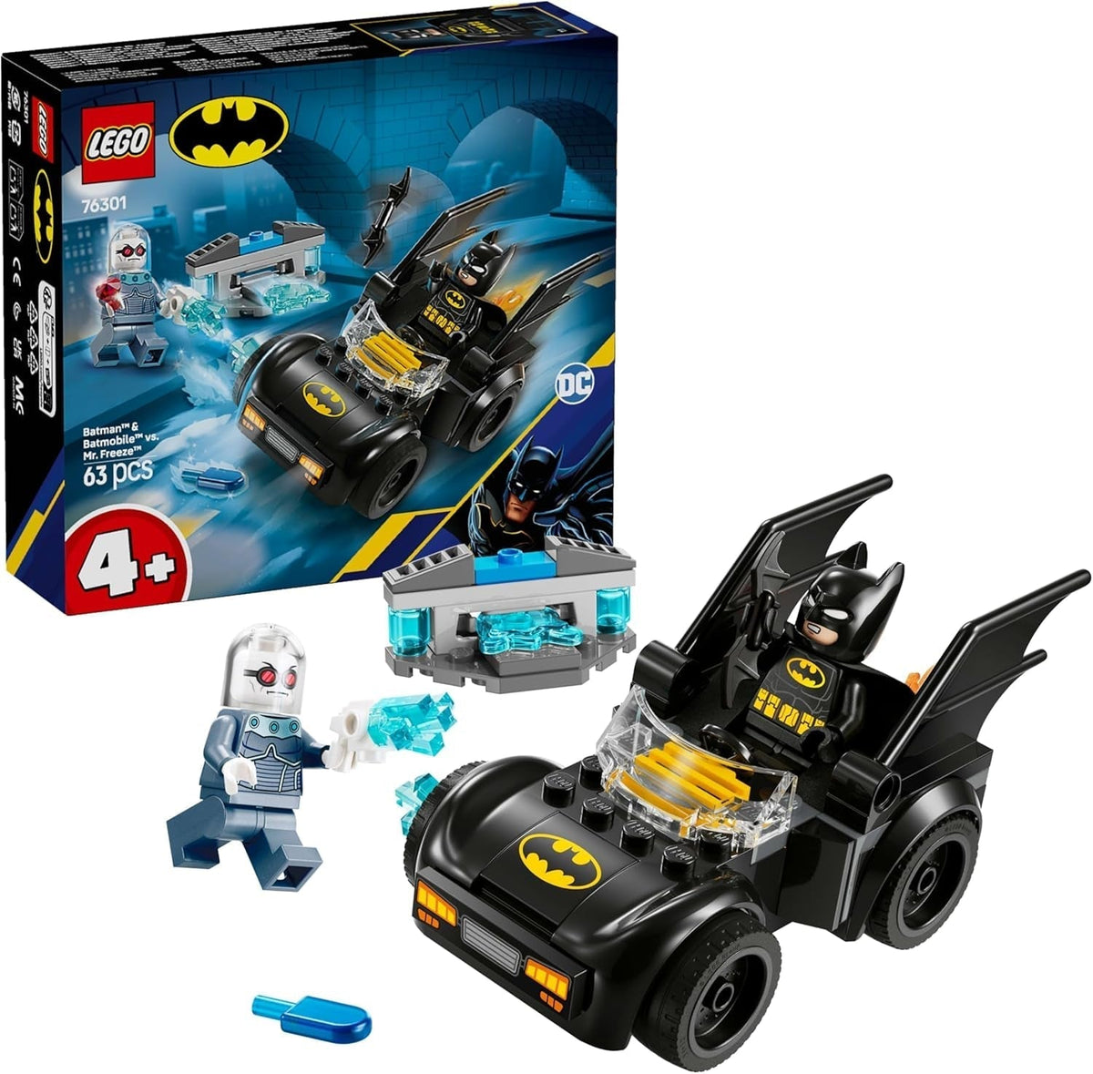LEGO DC Batman : Batman et Batmobile contre. Mr. Freeze - Voiture de super-héros avec 2 figurines - Jeu de tir sur glace avec éléments de feu - Cadeau pour garçons et filles à partir de 4 ans 76301 Jeux de construction Besuche den LEGO-Store Titre par défaut