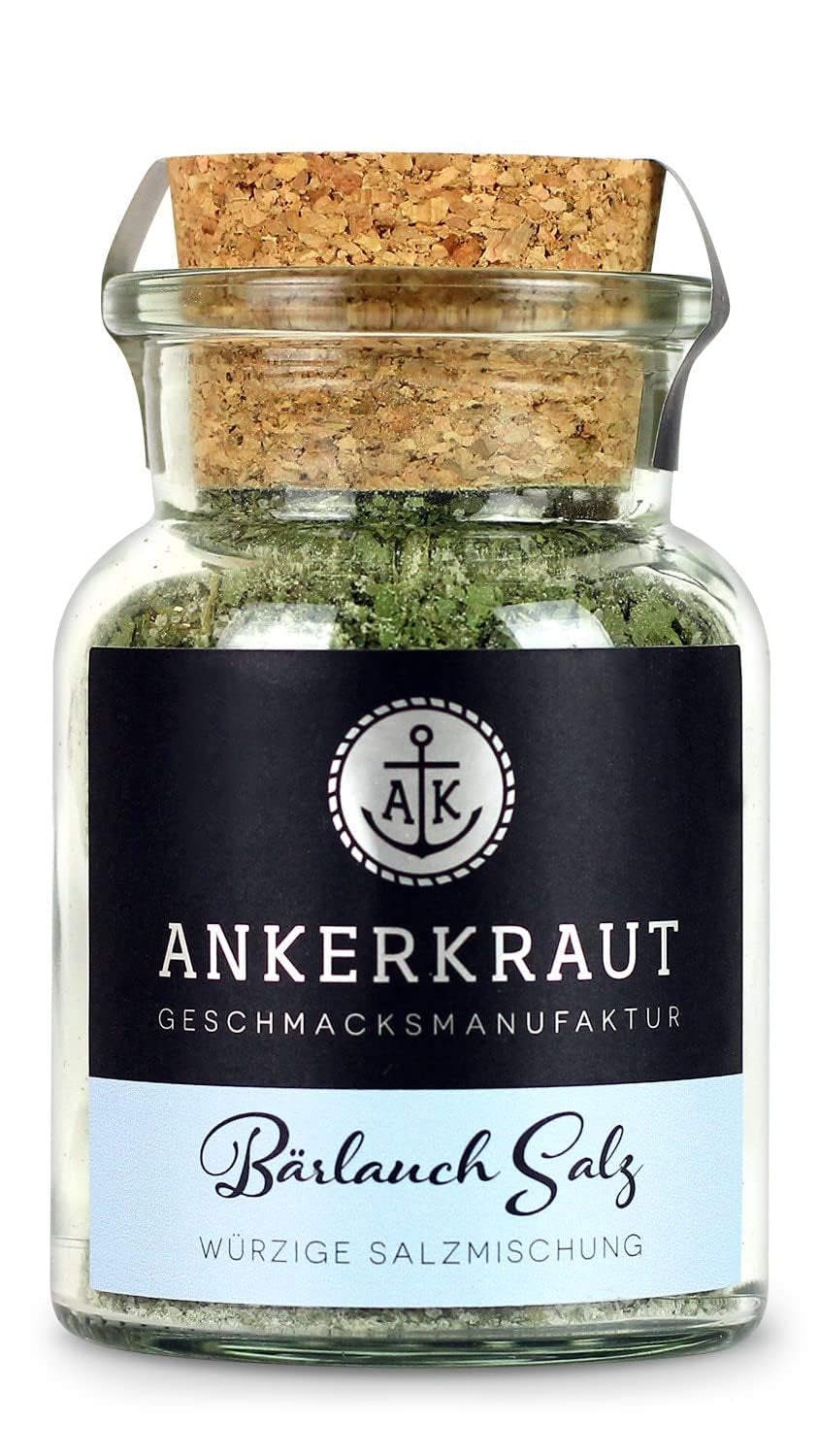 Ankerkraut Bärlauch Salz, Lecker Fleisch und Salat Verfeinern, Knoblauch-like Gesmack Aroma, Kräuter mit Gewürz zum Kochen, 110 g dans Corkenglas