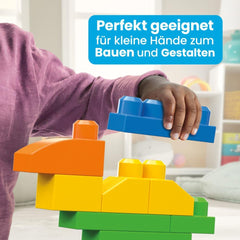MEGA BLOKS First Builders Jeu de jouets pour petits enfants, jouets de luxe avec 150 pièces et jouets créatifs, jeux ouverts, bleu, à partir de 1 an, CNM43