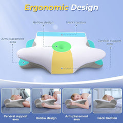 SAHEYER Oreiller Cervical 2 en 1 Oreiller Ergonomique de Soutien du Cou et Oreiller Roulant pour la Nuque Oreiller Orthopédique pour Dormeurs Latéraux Oreiller en Mousse à Mémoire pour Dormeurs Latéraux Oreillers Cervicaux Orthopédiques pour Dos et Ventre Naty Shop