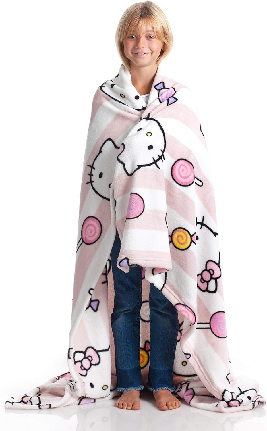 Couvre-lit Hello Kitty, rose, couverture douce 130X170Cm, couvre-lit en microfibre couvre-lit ou couvre-lit canapé. Qualité avec certificat Oekotex, Sanrio Lits et Couvertures Besuche den Kanguru-Store Carreaux roses 130X170 Cm