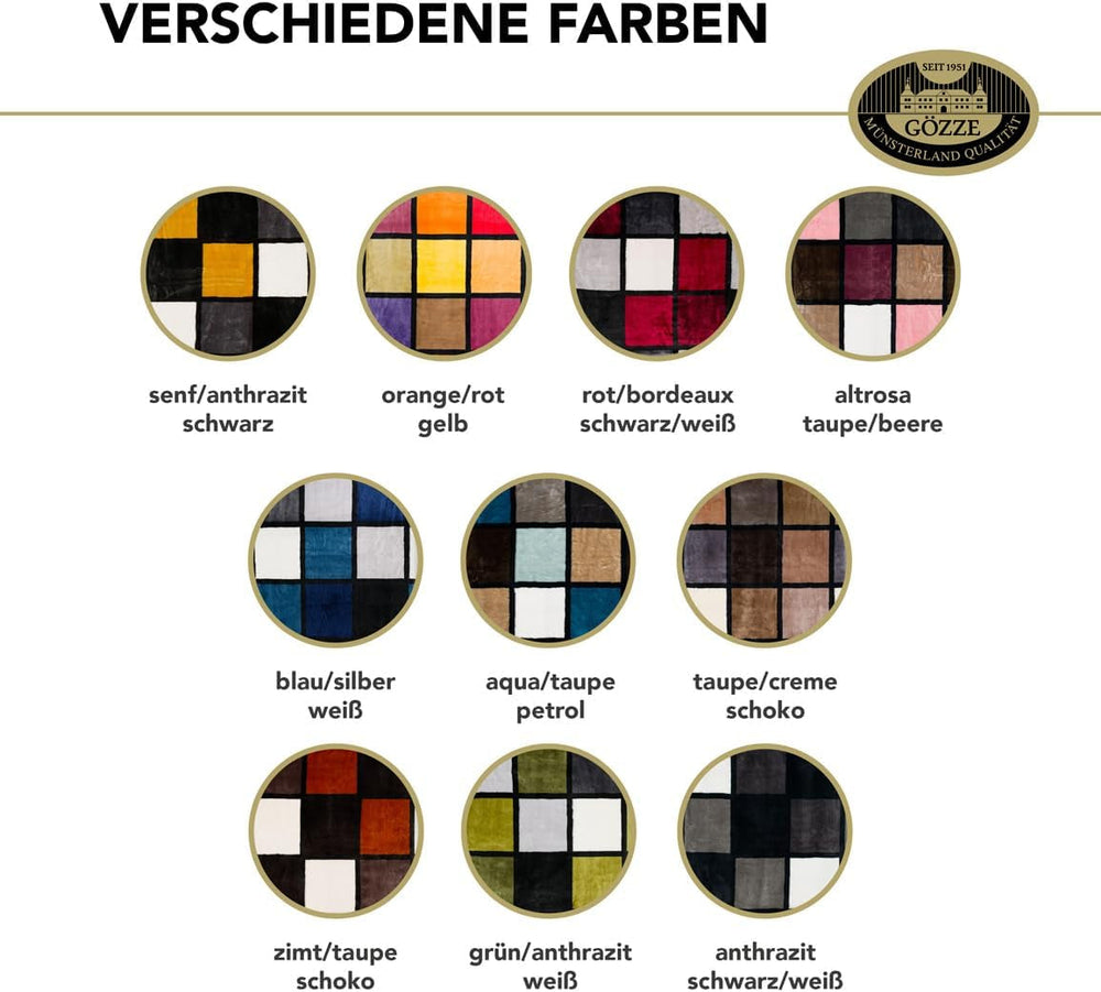 Gözze - Couverture douce et confortable, sensation cachemire, grammage du tissu lourd 500 G/M², Antigua, 150 X 200 Cm - Moutarde/Noir/Blanc Lits et Couvertures Besuche den Gözze-Store