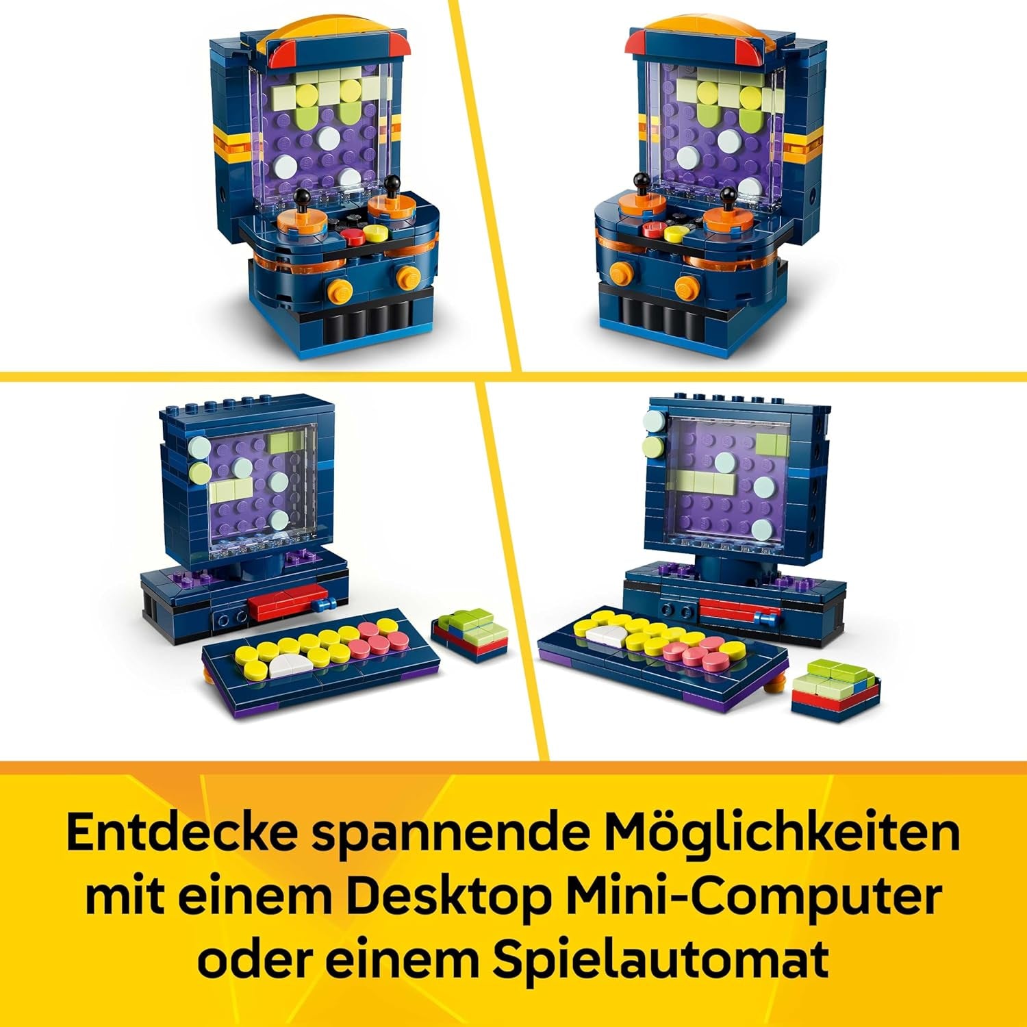 Console de jeu rétro LEGO Creator 3 en 1 – Se transforme en machine d'arcade ou en ordinateur avec clavier et souris – Idée cadeau de joueur pour garçons et filles de 8 ans et plus – 31380