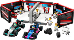 Garage LEGO City F1 avec voitures de course Mercedes-Amg et Alpine - Voiture de course de Formule 1 avec 2 pilotes et 4 figurines mécaniques - Cadeau pour garçons et filles à partir de 7 ans et fans 60444 Besuche den LEGO-Store Building Sets