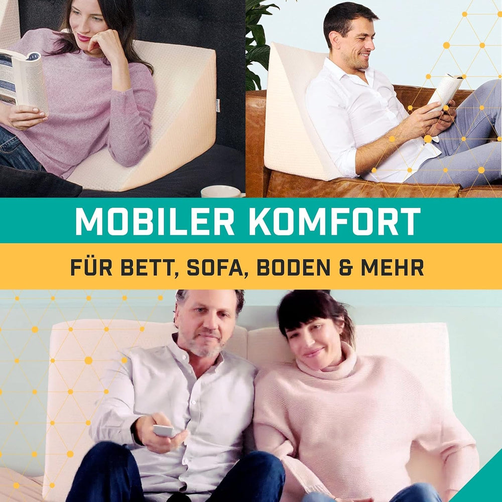 Pernă tip pană pentru pat și canapea – Ideală ca pernă de citit, spătar în pat sau pentru ridicarea picioarelor – Spumă stabilă dimensional – Husă lavabilă