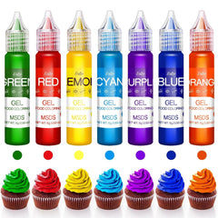 Colorant alimentaire en gel - Colorant alimentaire arc-en-ciel pour gâteaux, pâtisseries, biscuits, macarons - Colorant alimentaire concentré sans sucre pour décorer gâteaux, boissons, œufs de Pâques, slime - 15 g chacun