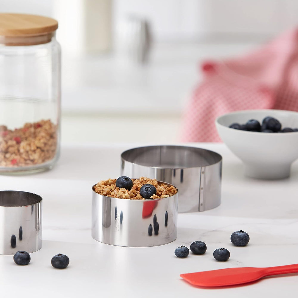 Metaltex 204536010 Anneaux de cuisson en acier inoxydable, 3 pièces de tailles différentes