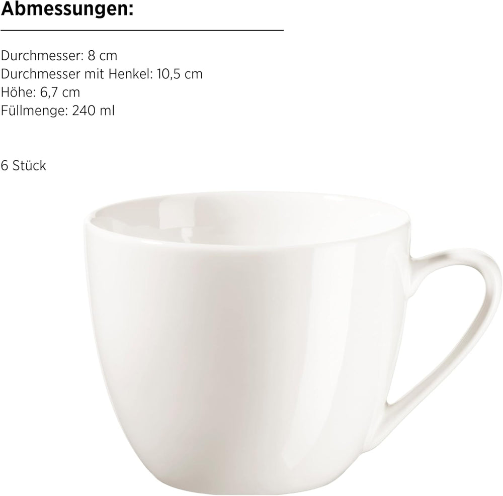 MÄSER 934105 Série Belmira, Service à Café Classique pour 6 Personnes, Service à Café 18 Pièces, Intemporel, Élégant, Délicat, Porcelaine, Blanc