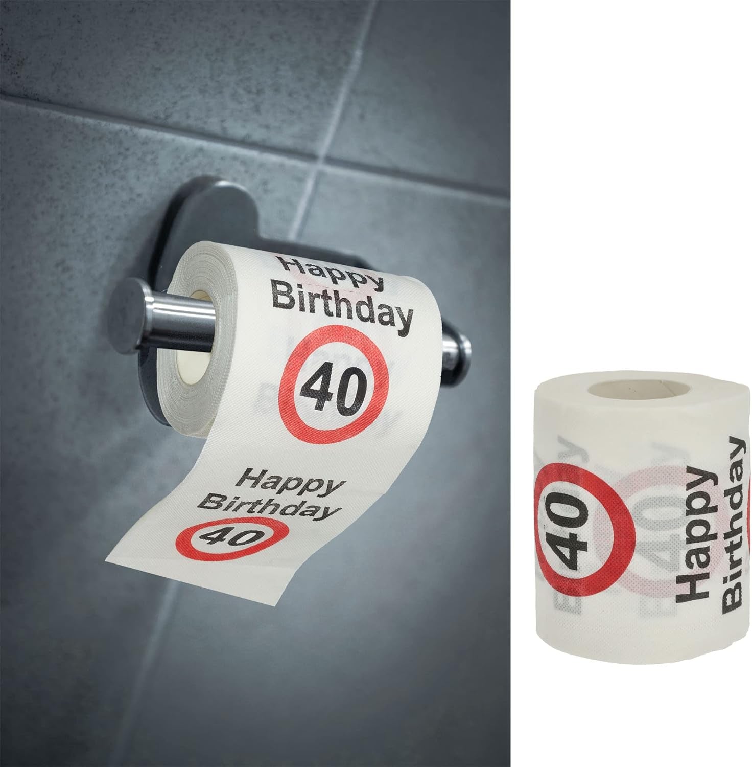 Lot de 4 papiers toilette "Joyeux 40ème anniversaire" │40ème anniversaire 24 mètres 2 tissus 180Gr/Qm │ Papier toilette papier toilette motif (4 X papier toilette 40)
