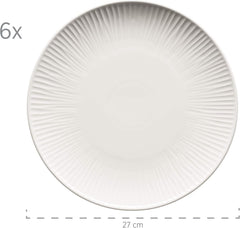 MÄSER 931461 Dalia Service de table pour 6 personnes en porcelaine d'hôtel de qualité supérieure, blanc, service d'assiettes 12 pièces au design vintage, porcelaine résistante