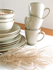 MÄSER 931512 Nottingham Vintage Series Service de table pour 4 personnes, service combiné de 20 pièces avec formes rondes irrégulières au look rétro, carrelage, beige